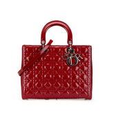 ディオール カナージュ レディディオール ラージ ハンドバッグ ショルダーバッグ 2WAY レッド パテントレザー レディース Dior 【中古】